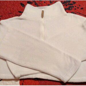 URBAN OUTFITTERS FLEECE 1/4 ZIP CROP SWEATSHIRT REALLY LIGHT GRAY MEDIUM GOOD